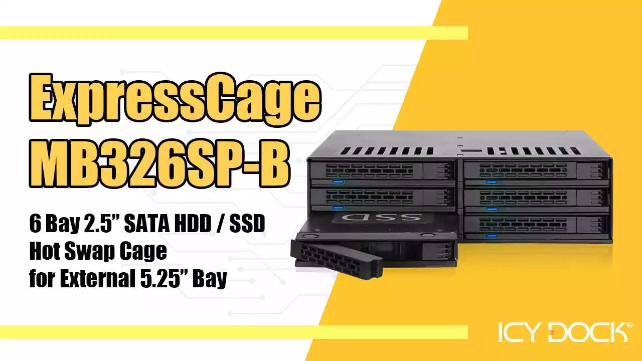 ICY DOCK 4 Bay 2.5 SATA/SAS SSD/HDD Hot-Swap Tool-Less Docking Enclosure  for 5.25 Bay | flexiDOCK MB014SP-B