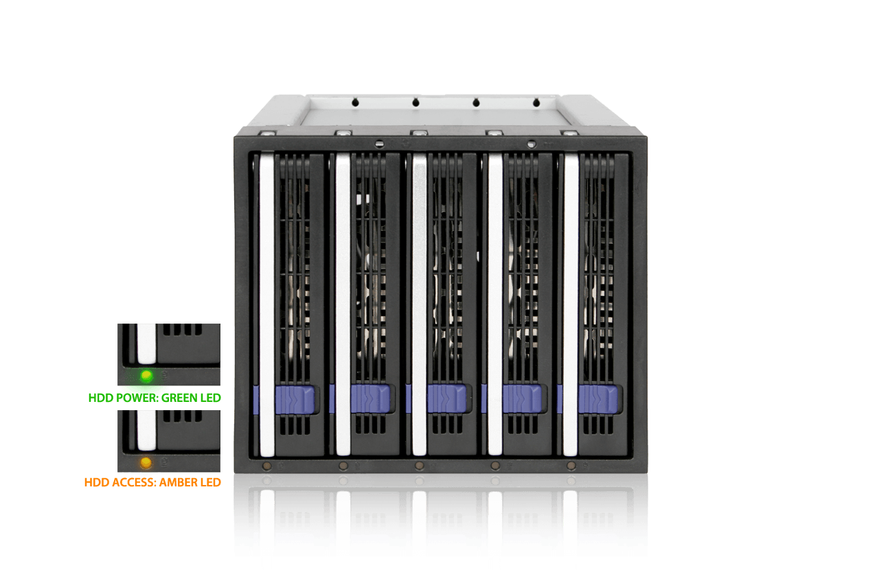 5 x 2.5”/3.5” SATA/SAS Hard Drive Backplane Cage in 3x External 5.25" Bay