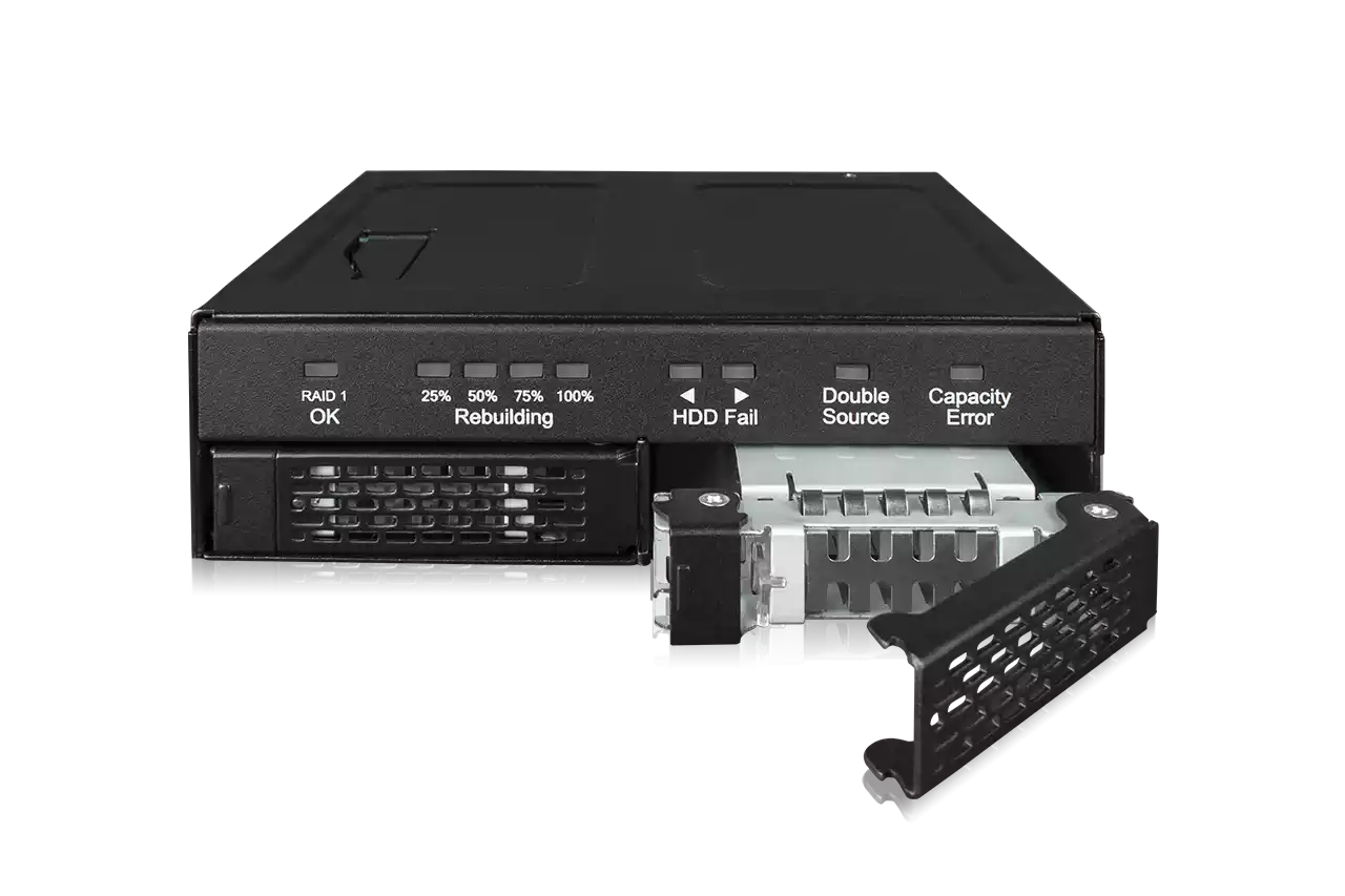 MB901SPR-B by ICY Dock - Dual 2.5/3.5 SATA Hard Drive/SSD Removable RAID  1 Mobile Rack Enclosure in 2 x 5.25 Bay. PC PitStop Data Storage Solutions  - SAS Enclosures, DAS, NAS, iSCSI