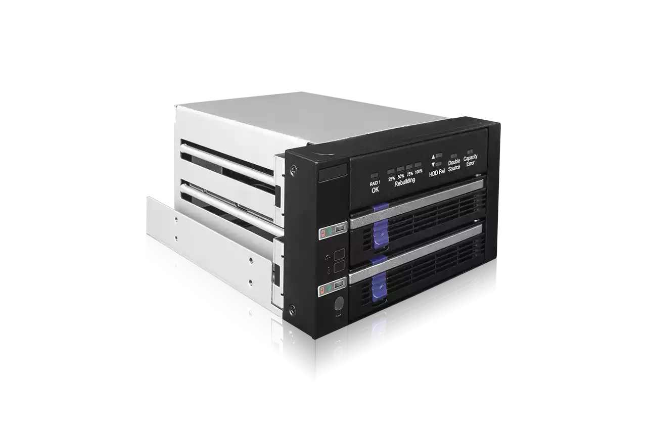 MB901SPR-B by ICY Dock - Dual 2.5/3.5 SATA Hard Drive/SSD Removable RAID  1 Mobile Rack Enclosure in 2 x 5.25 Bay. PC PitStop Data Storage Solutions  - SAS Enclosures, DAS, NAS, iSCSI