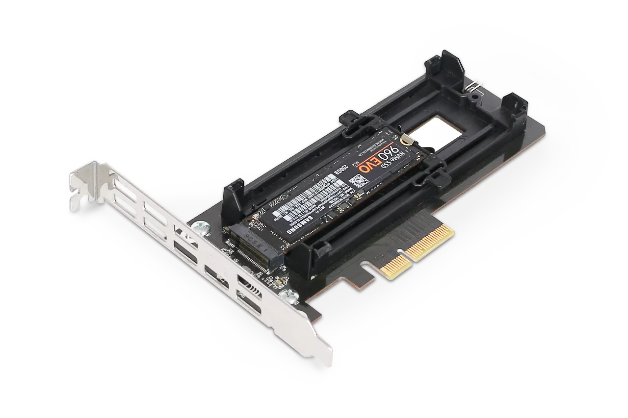 MB987M2P-B - Adaptateur 1 x M.2 NVMe SSD vers 4x PCIe 4.0 avec équerre PCIe