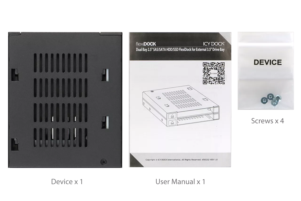 ICY DOCK MB522SP-B FlexiDOCK Drive Enclosure for 3.5 SAS/SATA - Black