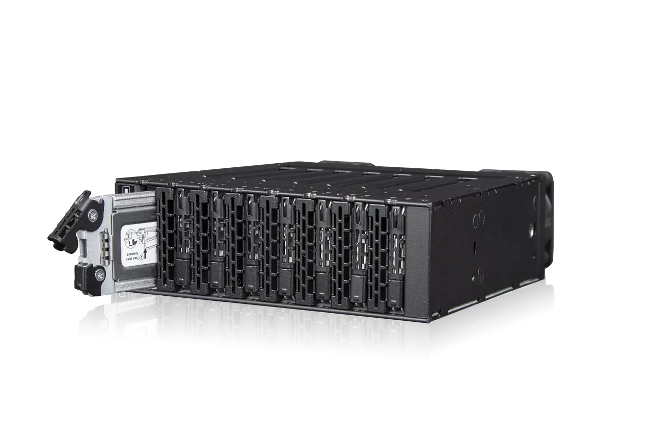 MB873MP-B_8 Bay M.2 NVMe SSD PCIe 4.0 Mobile Rack Enclosure for External  5.25 Drive Bay (8 x OCuLink SFF-8612, no Tri-mode support)