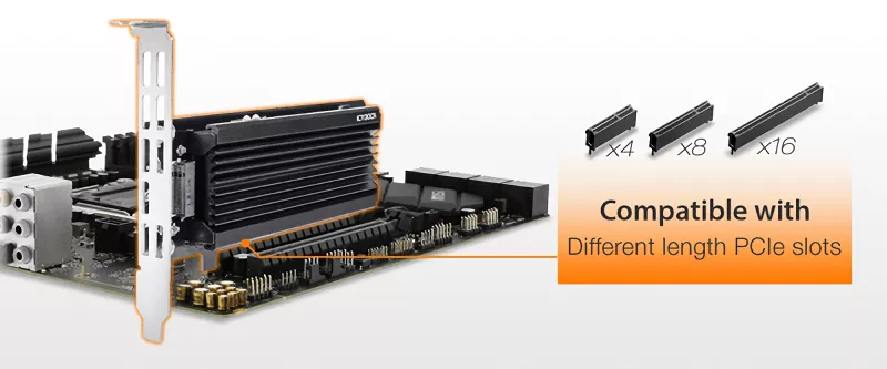 MB987M2P-1B_1 x M.2 NVMe SSD to PCIe 3.0/4.0 x4 Adapter with Heat Sink &  PCIe Bracket