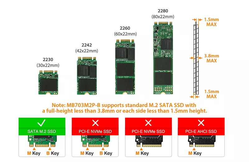 ICY DOCK M.2 SATA SSD to 2.5 inch SATA III SSD Enclosure Adapter Tool Free  | EZConvert MB703M2P-B