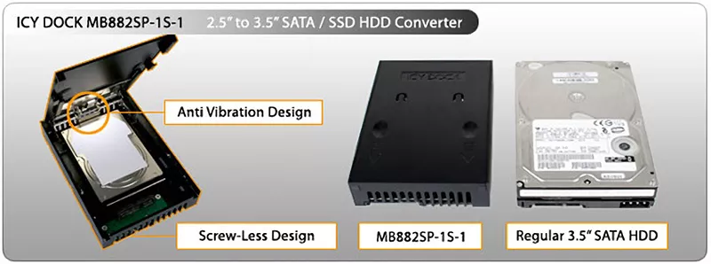 Icy Dock EZConvert Lite 2.5 to 3.5 Drive Bay MB882SP-1S-3B B&H