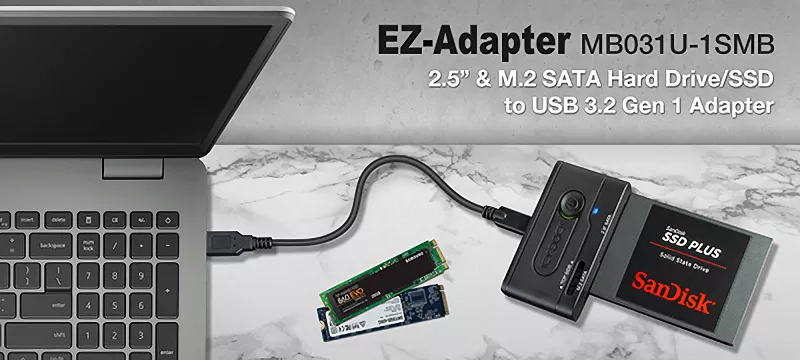 MB031U-1SMB_2.5 & M.2 SATA Hard Drive/SSD to USB 3.2 Gen 1 Adapter