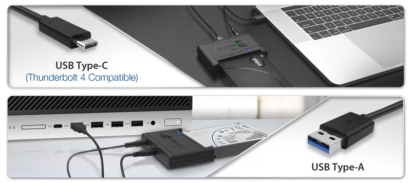 ICY DOCK USB 3.2 Gen (10Gbps) から U.2 NVMe SSD Thunderbolt 互換リーダーアダプター  USB-C+Aケーブル付き EZ-Adapter Ex MB931U-1VB R1｜内蔵型SSD