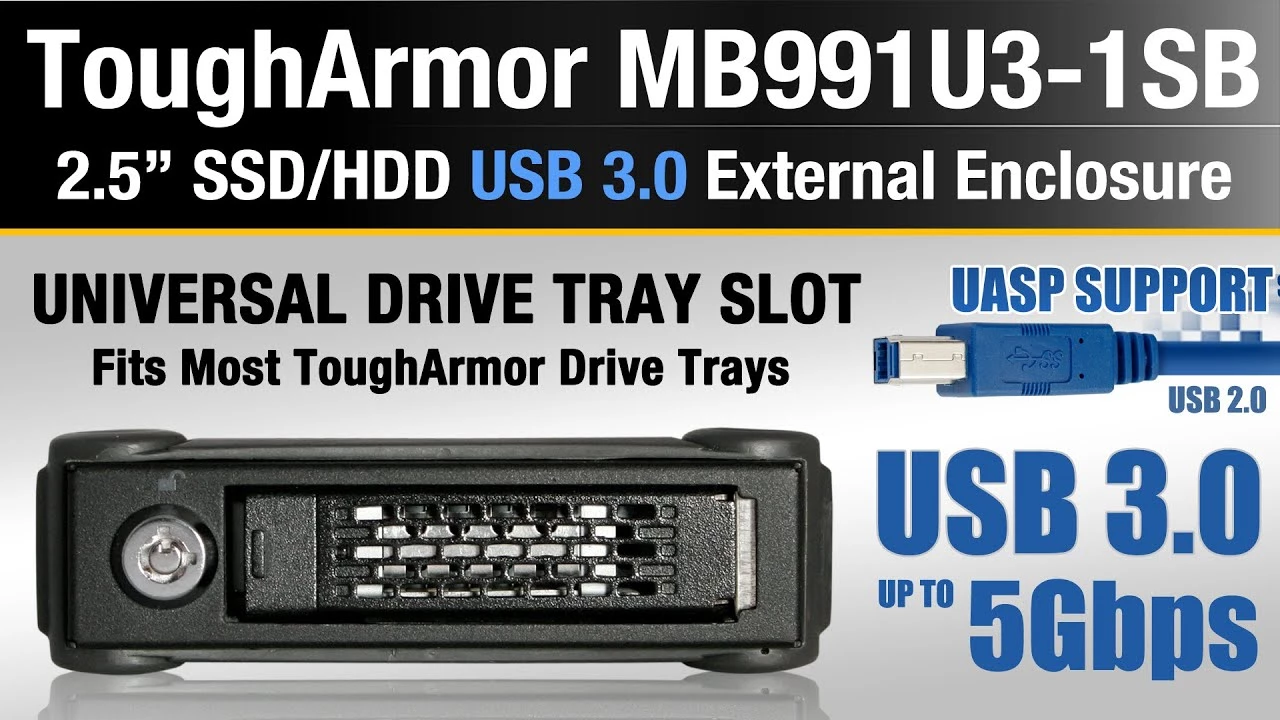 ICY DOCK 1 x 2.5 SATA HDD & SSD USB 3.0 External Enclosure - ToughArmor  MB991U3-1SB