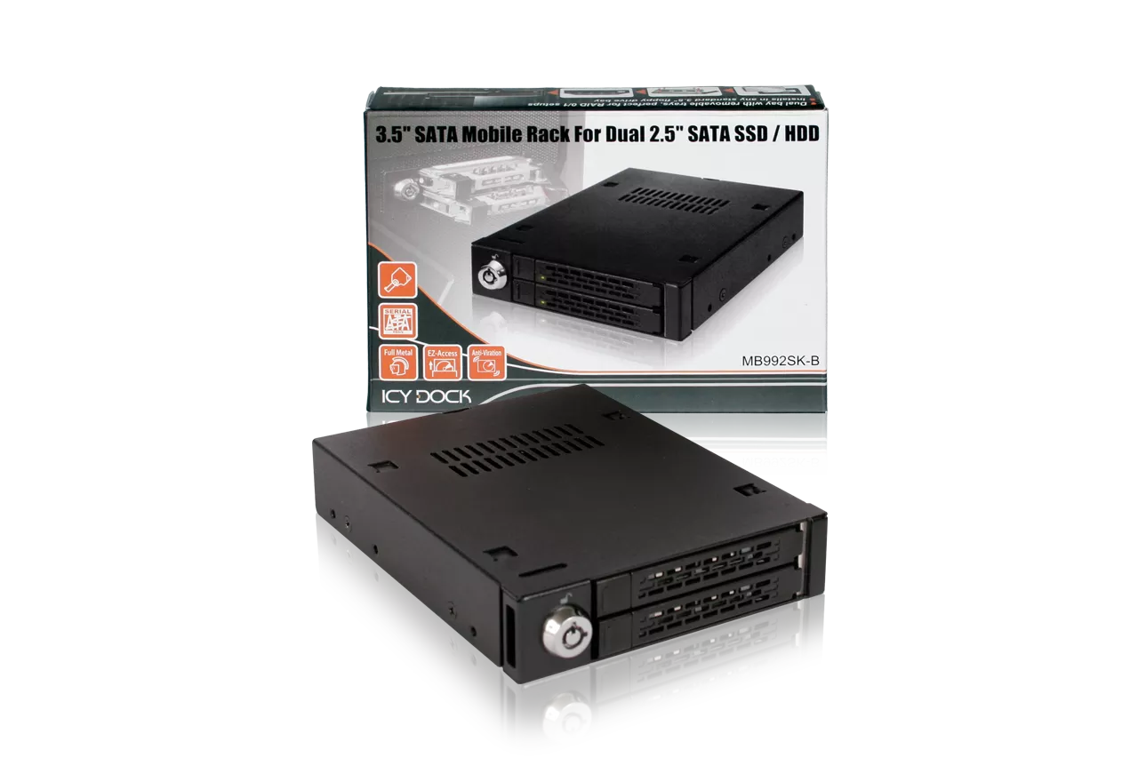 thumbnail image 2 of Ecommerce Platform - ICY DOCK MB991IK-B 2.5-inch SATA/SAS HDD & SSD Mobi Rack For 3 5 Device Bay Full Metal 2 of 10