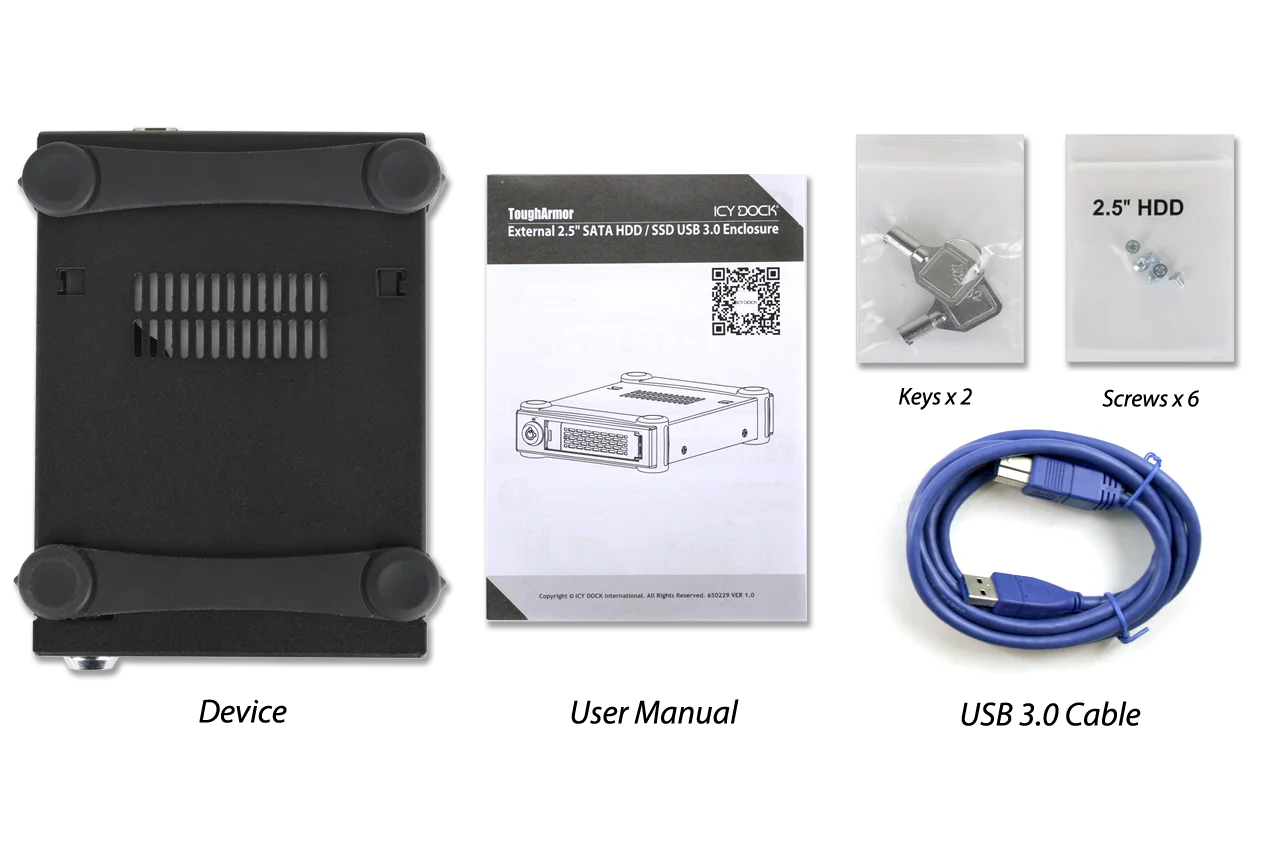 ICY BOX IB-273StU3 External Enclosure for 2.5 SATA HDD/SSD with USB 3.0  Port UASP SATA III (Black)