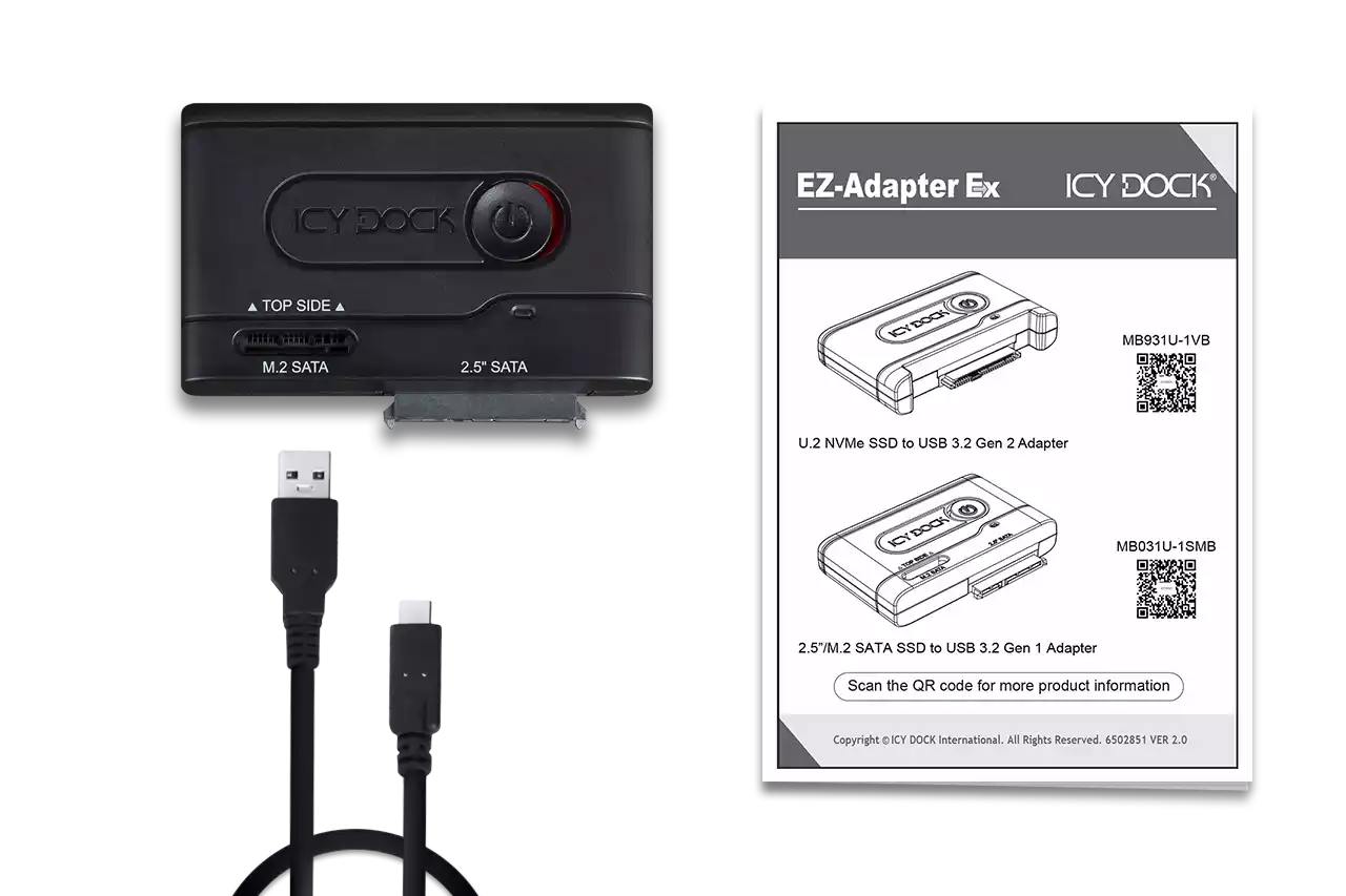 ICY DOCK EZ-Adapter MB031U-1SMB - Adaptateur USB-A pour HDD/SSD 2