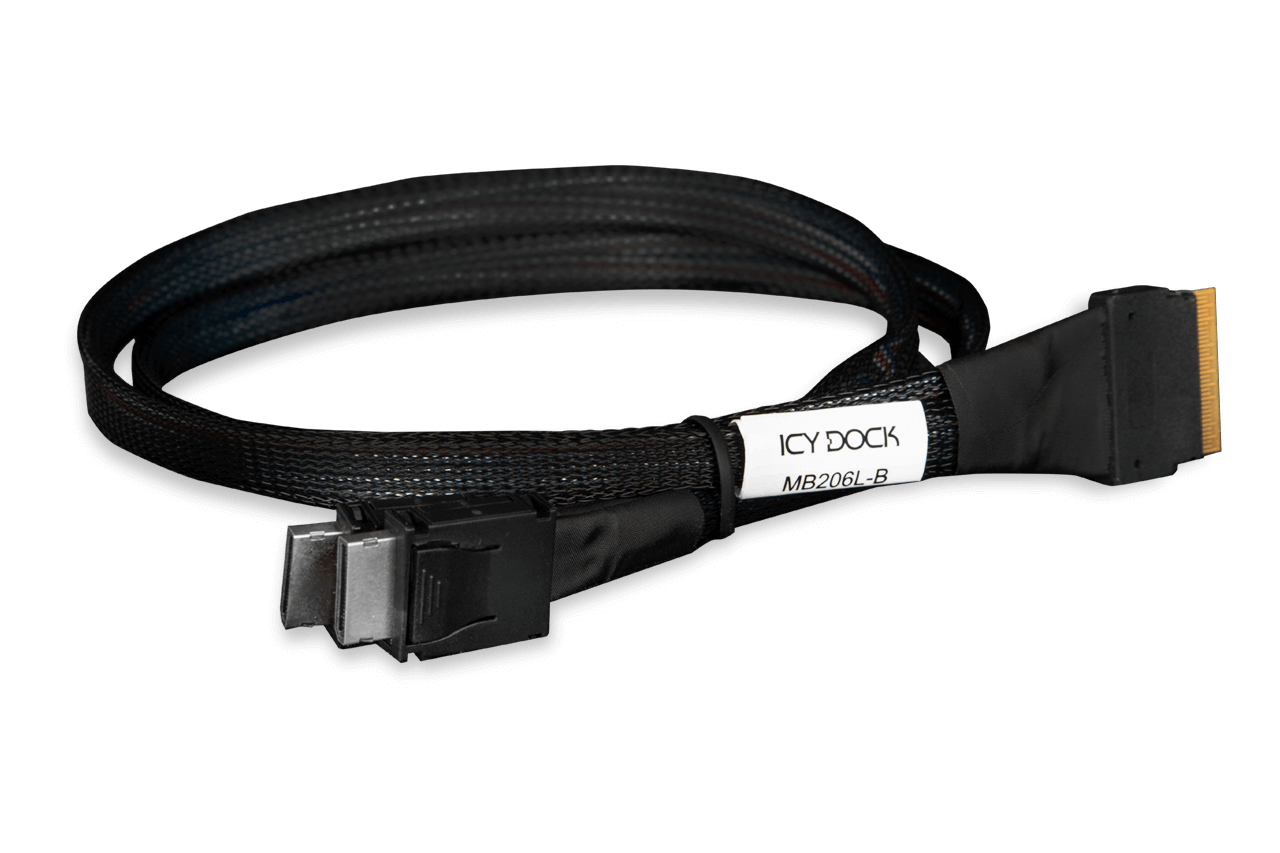 ICY DOCK SlimSAS 8i SFF8654 to 2x OCuLink 4i SFF8611 Cable 0.5M