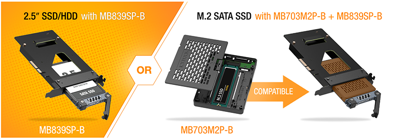 MB840M5P-B_Removable M.2 NVMe SSD To PCIe 5.0 X4 Mobile Rack Enclosure /Adapter For PCIe Expansion Slot